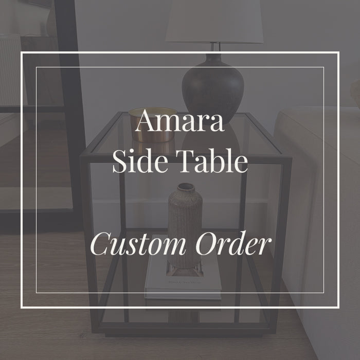 Amara Side Glass Metal Side Table - Black - Made To Measure