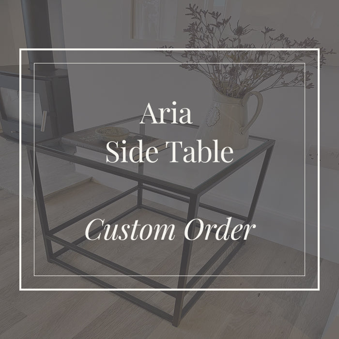 Aria Glass Metal Side Table - Black - Made To Measure