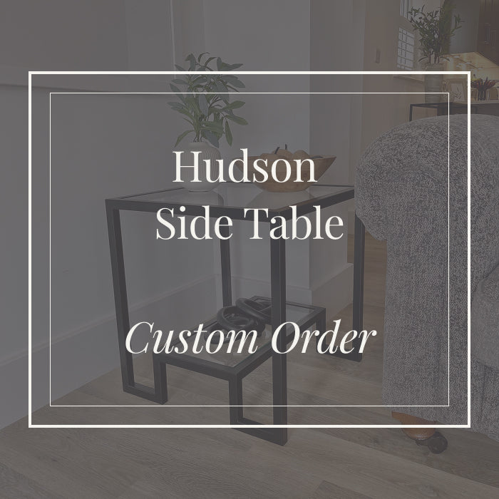 Hudson Side Glass Metal Side Table - Black - Made To Measure