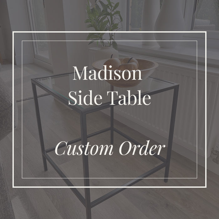 Madison Side Glass Metal Side Table - Black - Made To Measure
