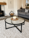 Crossley Round Glass Metal Coffee Table - Black
