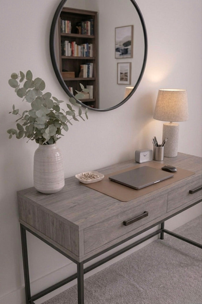 Wilton Desk Table With Drawers - Taupe