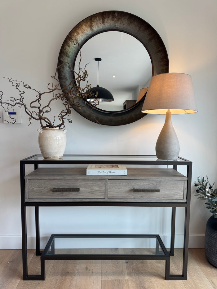 Hudson Console Table With Drawers - Taupe