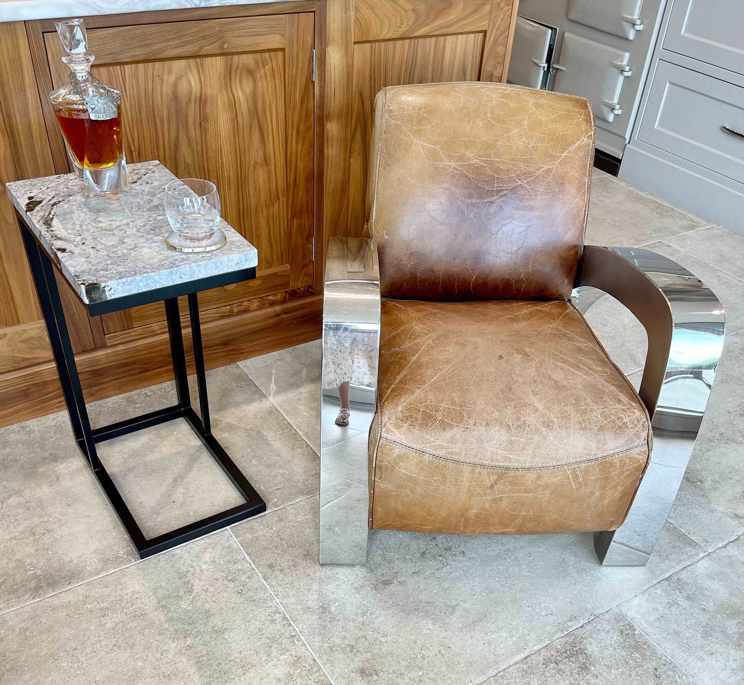 Marble Side Coffee Console End Table