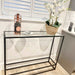 Glass Console Side End Table - Matte Black Minimalist Frame