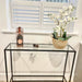 Glass Console Side End Table - Matte Black Minimalist Frame