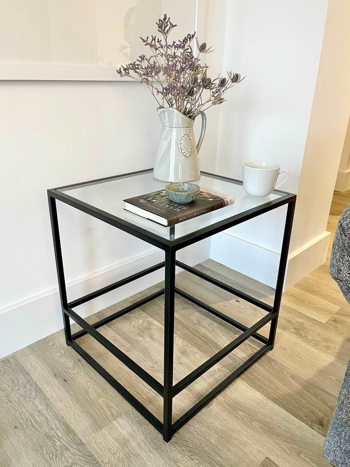 Glass Metal Side Coffee Console End Table