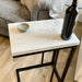 Marble Side Coffee Console End Table - White Quartz Matte Black Frame