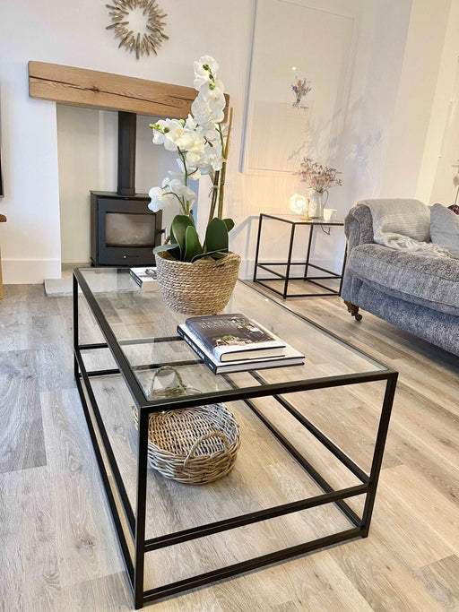 black glass coffee table