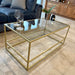 Gold Glass Metal Coffee Side Table