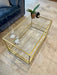 Gold Glass Metal Coffee Side Table