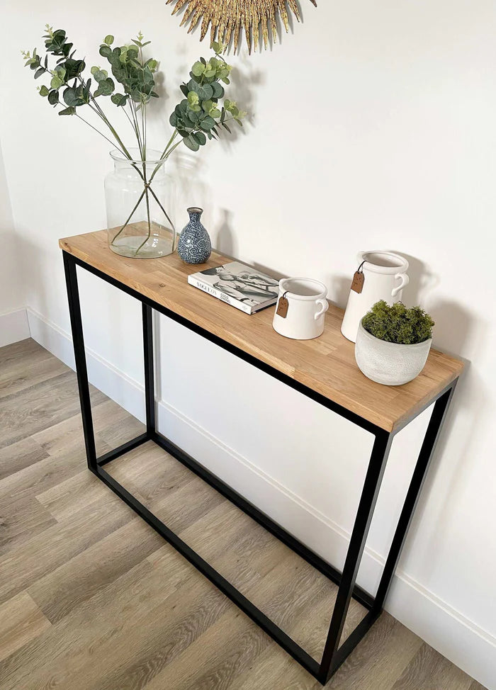 Landon Oak Metal Console Table - Made To Measure