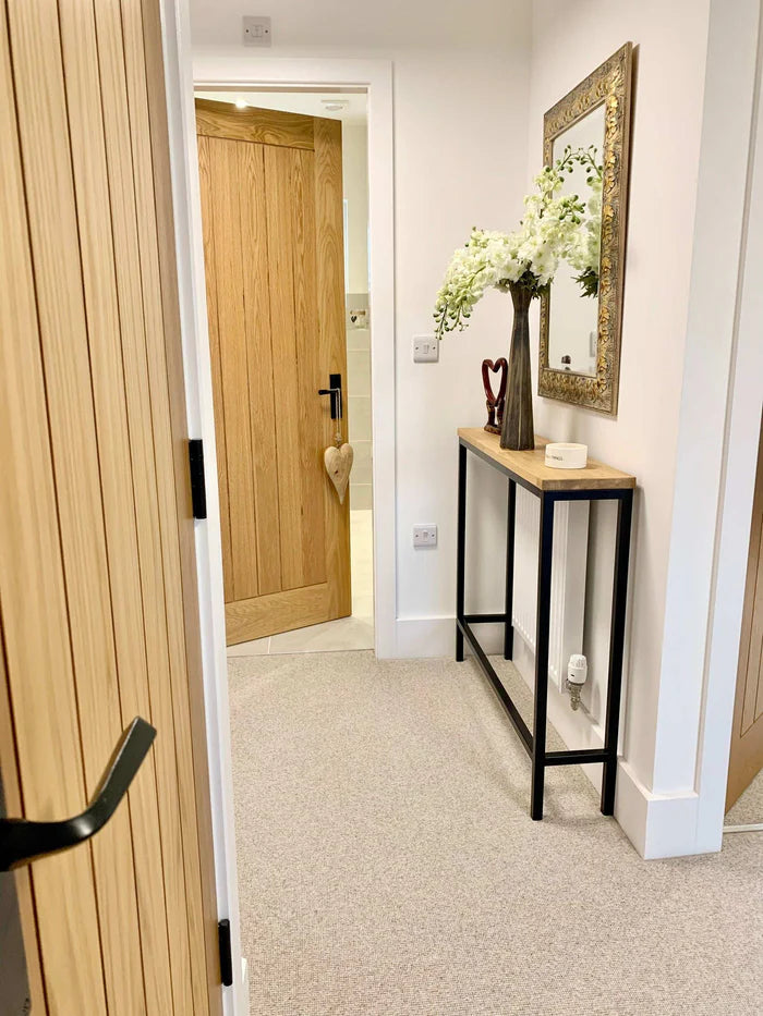 Landon Oak Metal Console Radiator Cover Table - Made To Measure