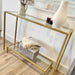 Gold Glass Console Side End Table