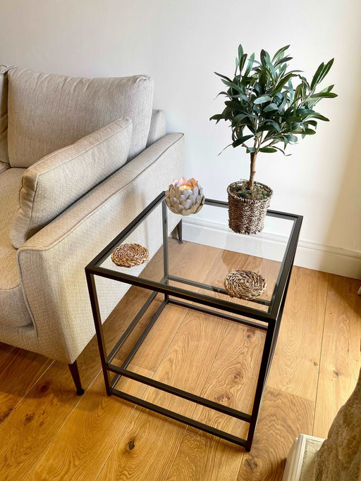 Glass Metal Side Table Dark Bronze