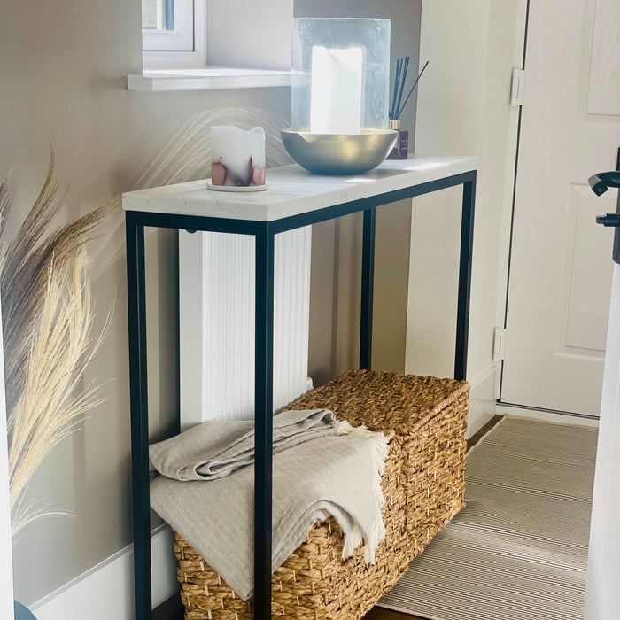 Marble Console Table Matte Black Frame