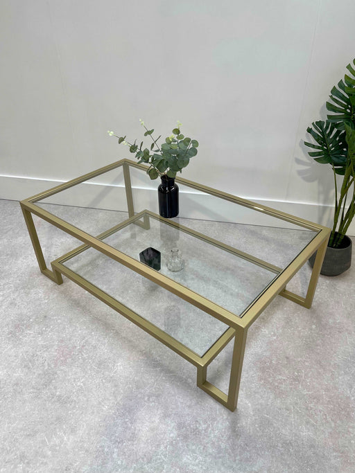 Glass Metal Coffee Table Gold