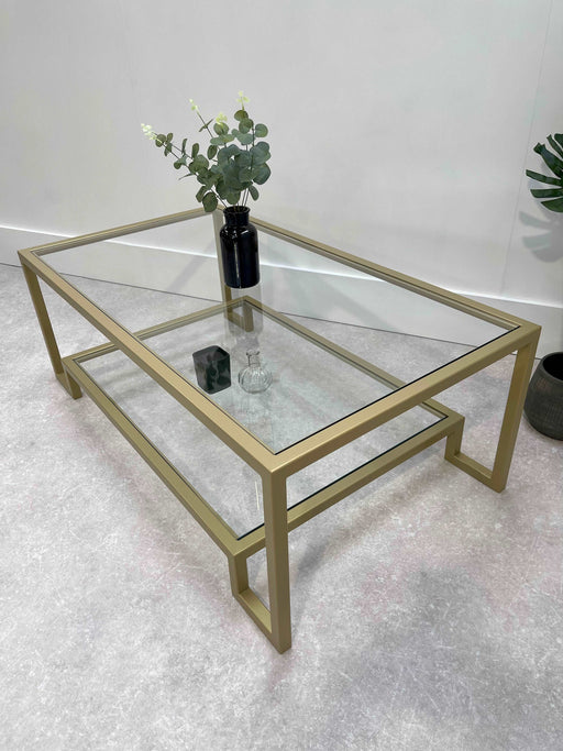 Glass Metal Coffee Table Gold