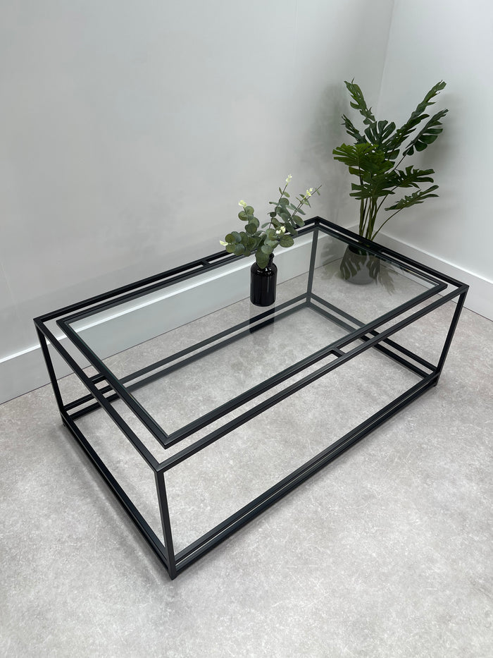 Thea black metal rectangular coffee table