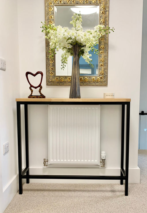 Oak topped console radiator shelf cover table