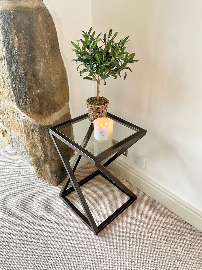 dark bronze small twisted side table